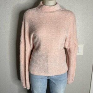 Sanctuary Light Pink Mock Neck Furry Sweater Size L